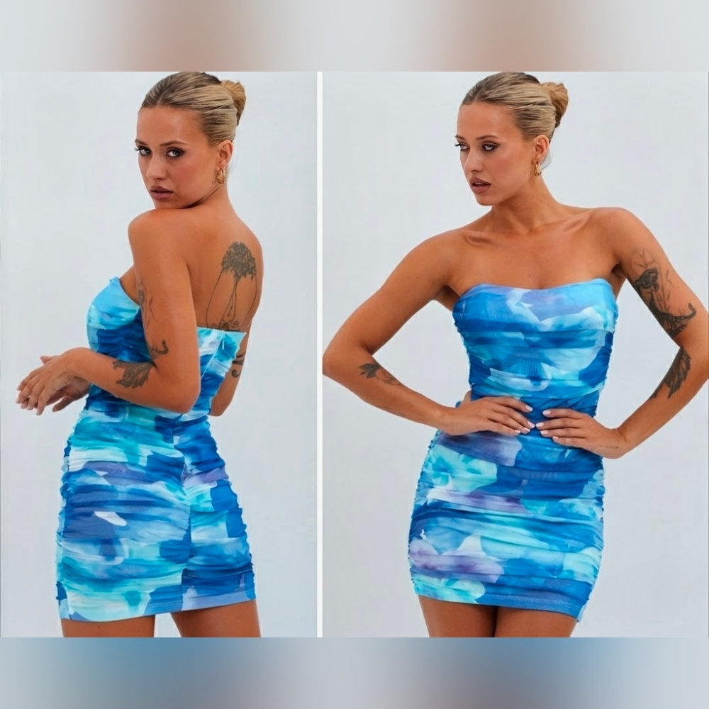 SAINTS & SECRETS Logan Strapless Ruched Mini Dress XS